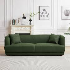 Round Arm Linen Rectangle Luxury Sofa