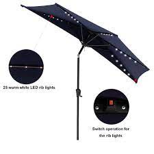 Solar Tilt Half Patio Umbrella With