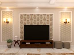 tv unit wall design with mouldings and