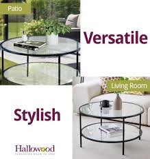 round gl coffee table with black
