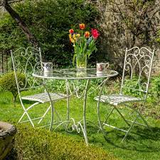 Glass Top Bistro Set Cheltenham Cream