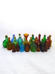 Vintage Colored Glass Bitters Bottles