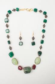 gemstone necklace set by victorio