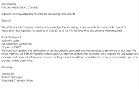 Acknowledgement Letter For Sending And Receiving Documents