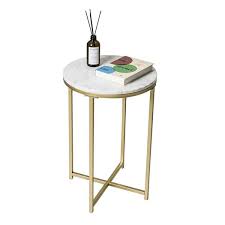 Gold Round Marble Top End Table U200120