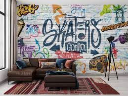 Urban Living Room Graffiti Wallpaper