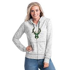 Full zip polyester track jacket featuring an embroidered milwaukee bucks icon logo on the front left chest, and. Women S Milwaukee Bucks French Terry Space Dyed Full Zip Hoodie