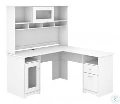 Hutch has cubbyhole storage and vertical storage compartments. Cabot White 60 L Shaped Computer Desk With Hutch From Bush Furniture Coleman Furniture