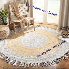 round rag rug braided multi colour