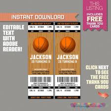 Basketball Ticket Invitation With Free Thank You Card Basketball