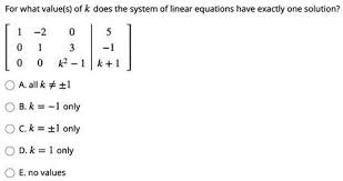K Does The System Of Linear Equations