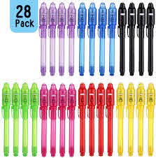 Amazon Com Scstyle Invisible Ink Pen 28pcs Latest Spy Pen With Uv Black Light Magic Marker Kid Pens For Secret Message And Birthday Party Writing Secret Message For Easter Day Halloween Christmas Party Bag