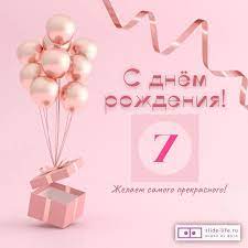 Стильная открытка с днем рождения девочке 7 лет — Slide-Life.ru