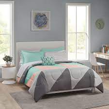 Mainstays Grey Teal 8 Pc Bed In A Bag
