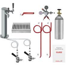 deluxe two tap tower kegerator kit ss