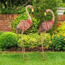 Metal Flamingo Garden Statues