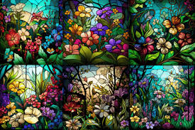 Stained Glass Summer Flower Pattern