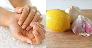 your nails with garlic and lemon
