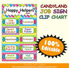 Classroom Job Sign Clip Chart In Candy Land Theme 100 Editable
