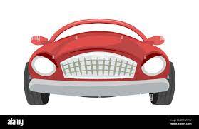Car. Cartoon comic funny style. Front view. Red Automobile. Auto in flat  design. Cabriolet. Childrens illustration. Isolated on white background  Stock Vector Image & Art - Alamy