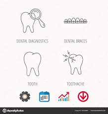 Tooth Dental Braces And Toothache Icons Stock Vector