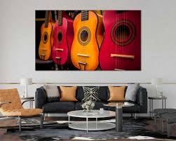 Red And Orange Classic Guitars Wall