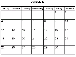June 2017 Blank Calendar Calendar 2017 Calendar Calendar 2017