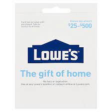lowe s gift card 25 500 1 ea