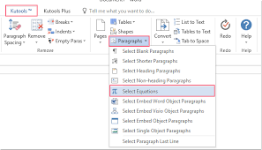 Select All Equations Of Document In Word