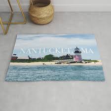 brant point lighthouse nantucket rug by