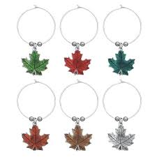 Maple Leaf Wine Glass Charm Markers
