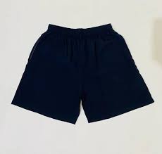 men navy blue plain polyester shorts at