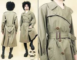 Cotton Trench Coat Belted Pea