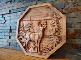 Deer Carving 3d Wood Wall Art Wood