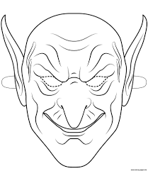 Goblin coloring pages for kids. Green Goblin Mask Outline Halloween Coloring Pages Printable