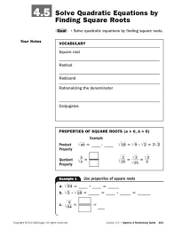 4 5 Solve Quadratic Equations By