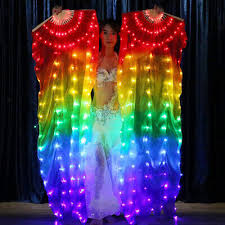 rainbow led dance fans up belly dancing