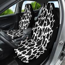 Black Cow Print Front Car Seat Covers