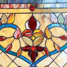 River Of Goods 24 In Stained Glass Fiery Hearts And Flowers Window Panel