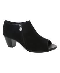 Munro Shoes Black Luisa Suede Peep Toe Bootie Women