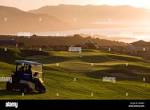 Golf cart on golf course,Pezula Golf Estate,Knysna,Garden Route ...
