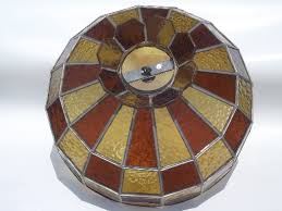 Vintage Leaded Glass Lamp Shade Amber