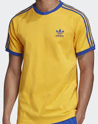 This is me tripping over nothing! Adidas Originals 3 Stripes T Shirt Active Gold Royal Blue