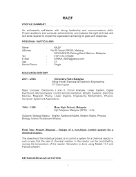 Sample Resume Format For Fresh Graduates One Page Format