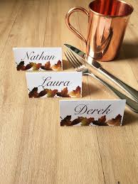 Printed Thanksgiving Place Cards Fall Dinner Party Seating