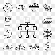 Set Of 13 Transparent Icons Such As Org Chart Spiral Staircase