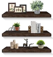 Floating Wall Shelves Set 3 Tier Wooden