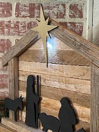 Handmade Nativity Set Rustic Manger