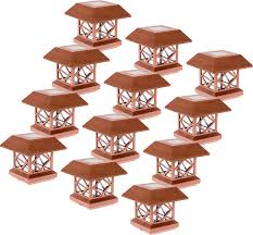 Greenlighting Outdoor Summit Solar Post Cap Light For 4x4 Wood Posts 12 Pack Brushed Copper