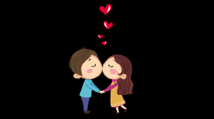 cartoon cute couple kissing out of love